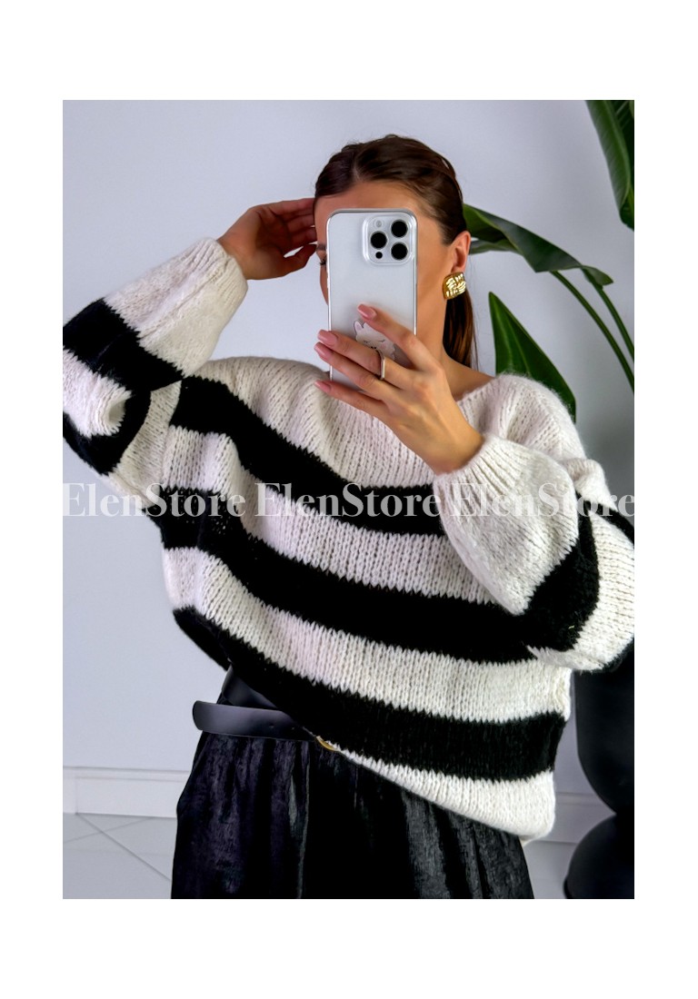 Sweter White-Black