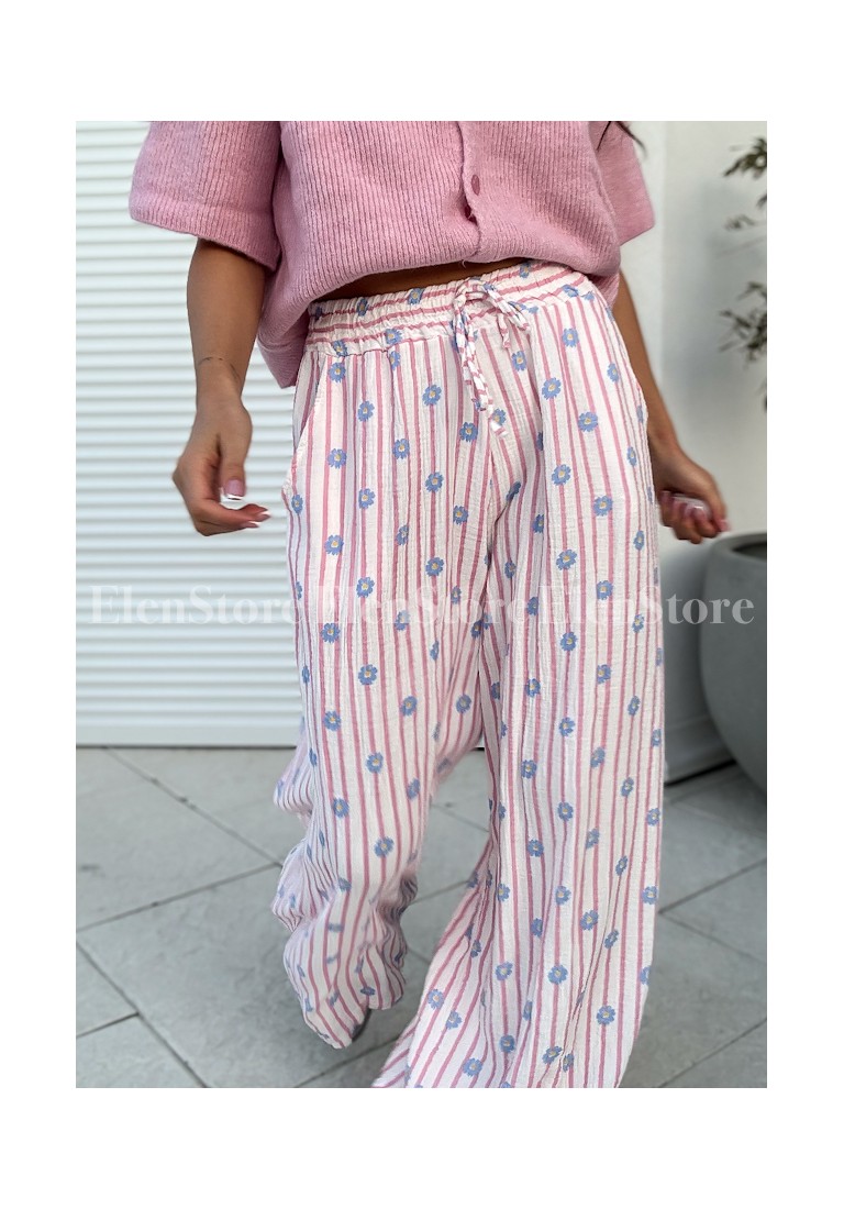 Spodnie Enzo Flowers Pink