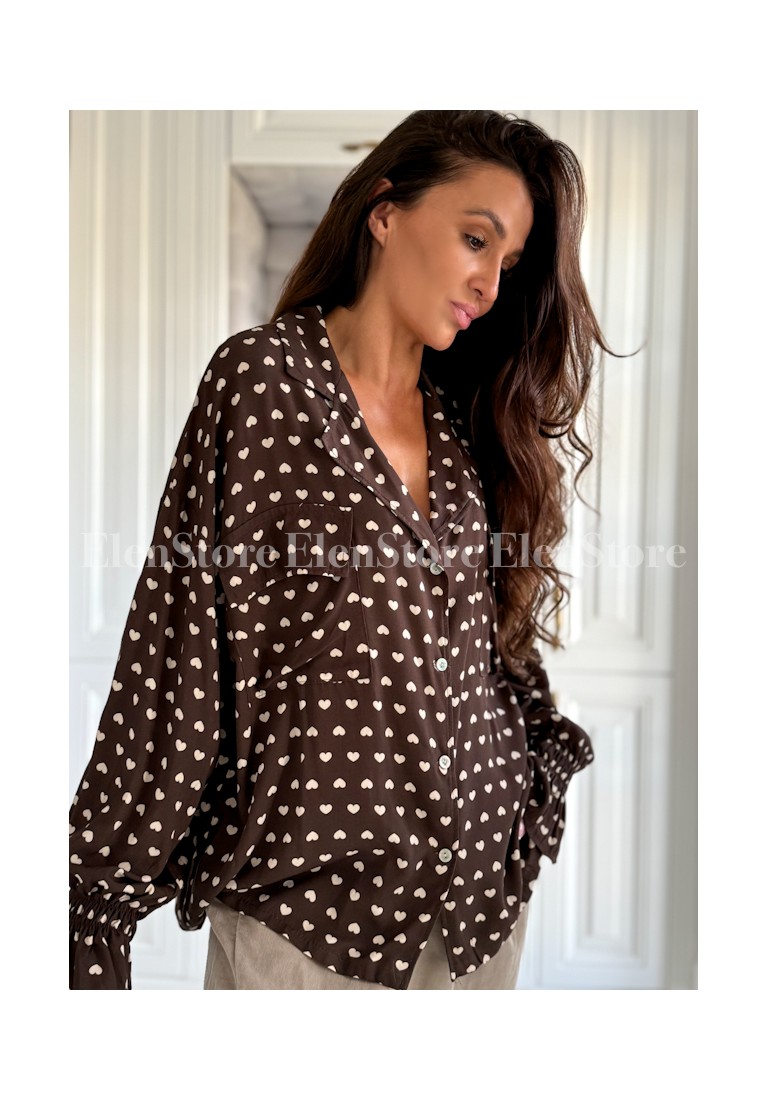 Koszula Jose Chocolate- Ecru