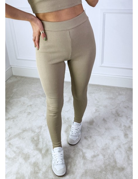 Legginsy Prążek Beż