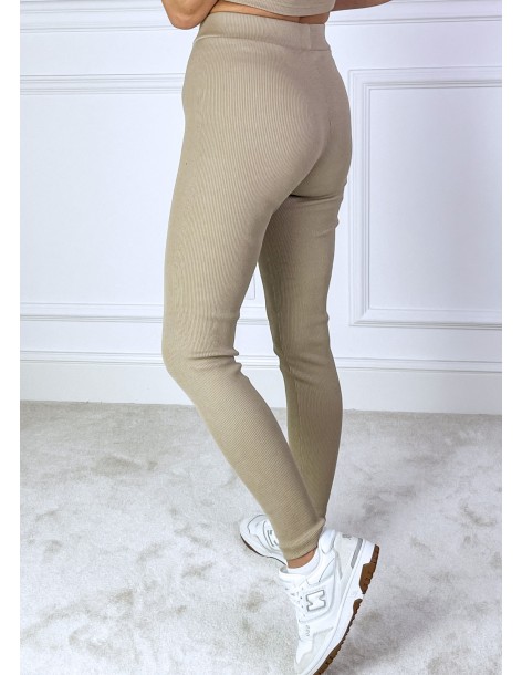 Legginsy Prążek Beż 2