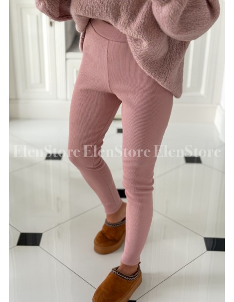 Legginsy Prążek Puder 2