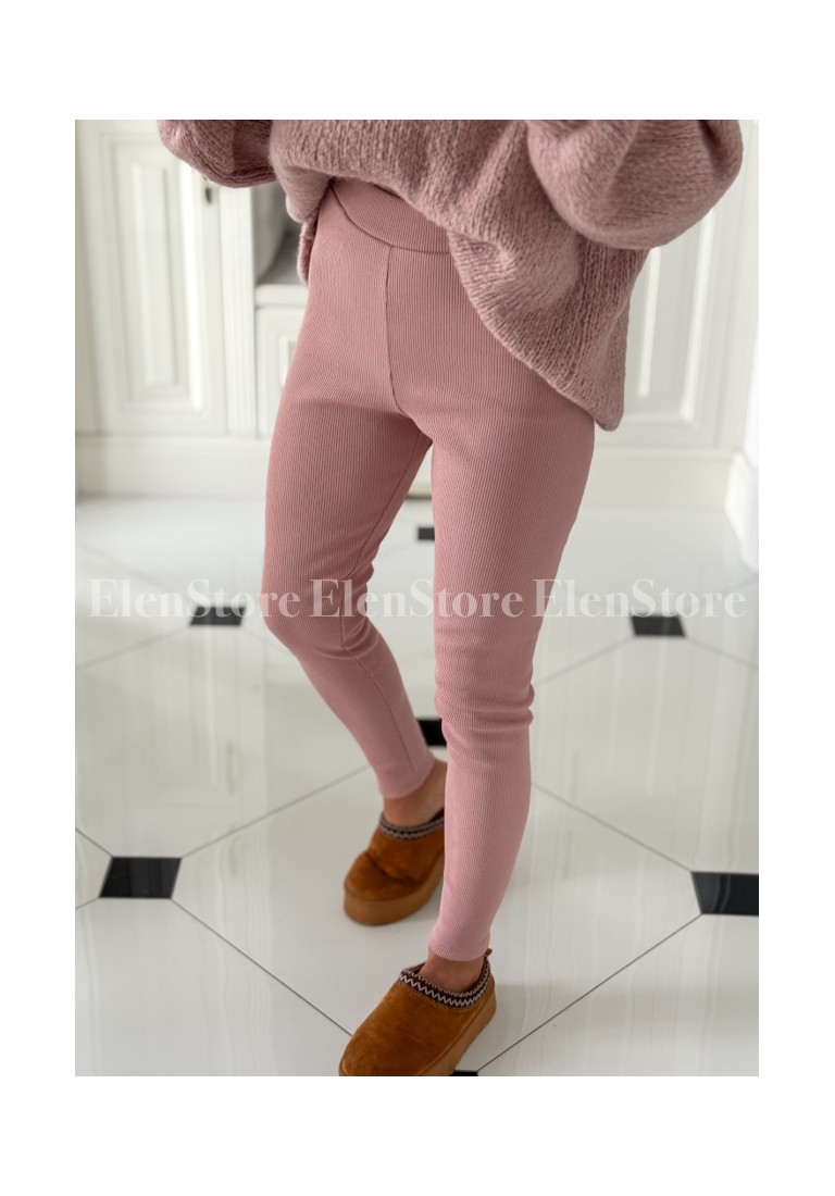 Legginsy Prążek Puder