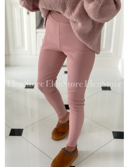 Legginsy Prążek Puder