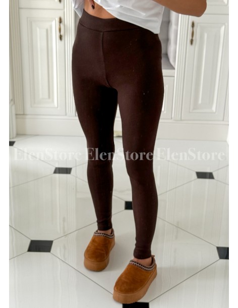 Legginsy Prążek Brąz 2