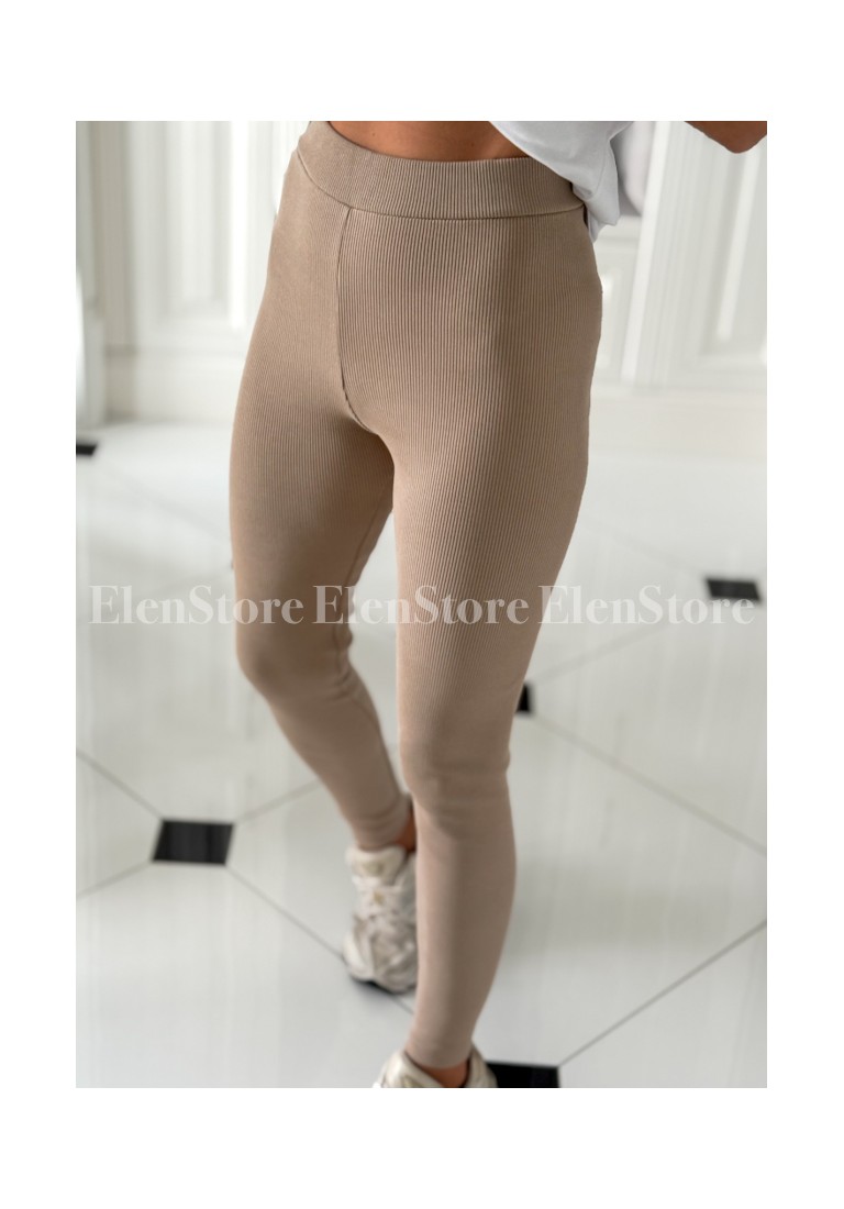 Legginsy Prążek Beż